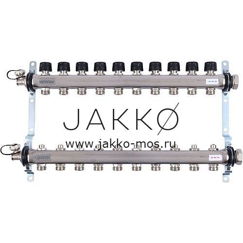 Коллектор с клапанами Uponor стальной SMART S Выходы 8x3/4″ Евроконус