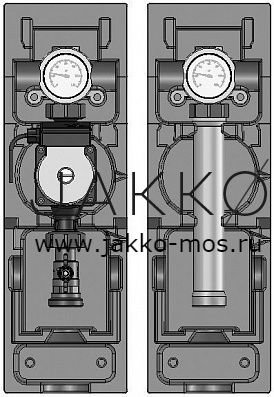 Насосная группа Meibes V-UK 1" без смесителя, насос Grundfos Alpha2 L 25-60, в теплоизоляции