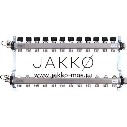 Коллектор с клапанами Uponor стальной SMART S Выходы 12x3/4″ Евроконус