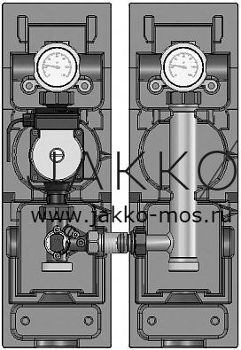 Насосная группа Meibes V-МK 11/4" для котельных до 2,8 МВт, без насоса, подача слева