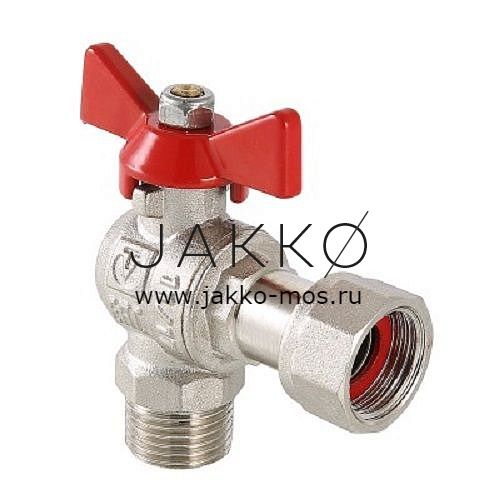 Кран шаровой угловой VALTEC с накидной гайкой и наружной резьбой 3/4" x 3/4" ручка-бабочка