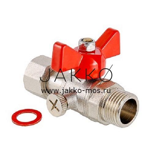 Кран шаровой VALTEC для подключения манометра 1/2" х 3/8" ВР-НР, ручка-бабочка