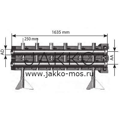 Распределительная гребенка Meibes на 3 контура  12 м3/час, 280 кВт, Ду 100, PN10