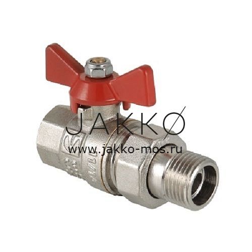 Кран шаровой VALTEC BASE с полусгоном 1 1/4" ВР-НР, ручка бабочка(красный)