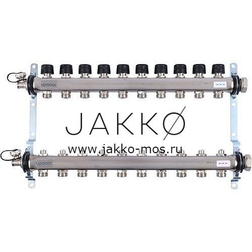 Коллектор с клапанами Uponor стальной SMART S Выходы 10x3/4″ Евроконус