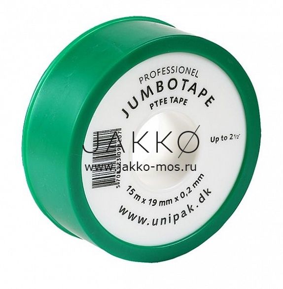 Фум лента Unipak JUMBOTAPE белая 19мм х 0,2мм х 15м