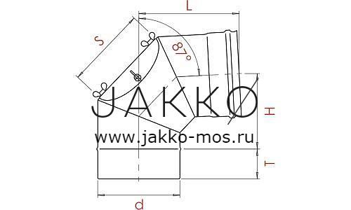 Отвод дымохода конденсац. STOUT 87° 80 мм наружное/внутреннее соединение с инспекционным окном