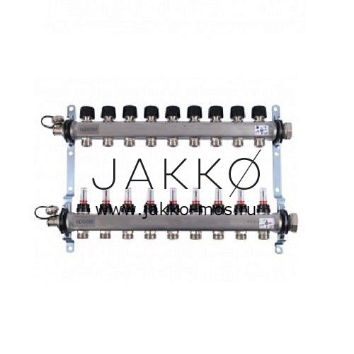 Коллектор с расходомерами Uponor стальной SMART S Выходы 12x3/4 Евроконус