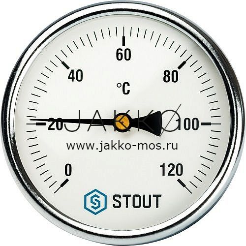 Термометр Stout биметаллический с погружной гильзой 100 мм, гильза 50 мм 
