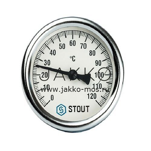 Термометр Stout биметаллический, Корпус Ø 80 мм, гильза 50 мм, резьба с самоуплотнением